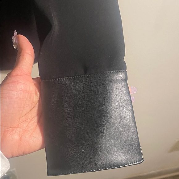 Michael Kors Black Blouse with Leather Trim - Picture 4 of 10